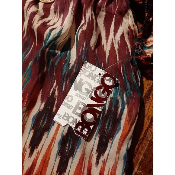 New Juniors Jr Size Medium Bongo Daytime Multi Chevon Rust Teal Belted Dress NWT - Picture 6 of 6